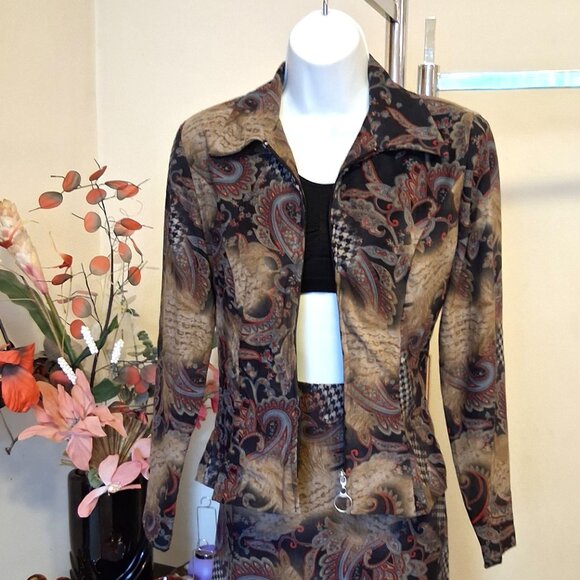 Preowned Dino Women’s Blazer Multi Color Printed Jacket Spring Fall Jackets 8 M - Picture 6 of 10